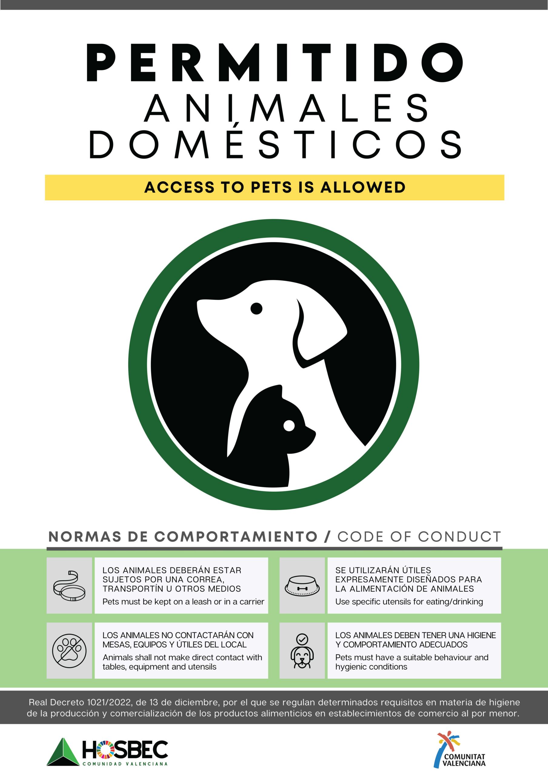 Cartel Acceso Animales Domésticos permitido