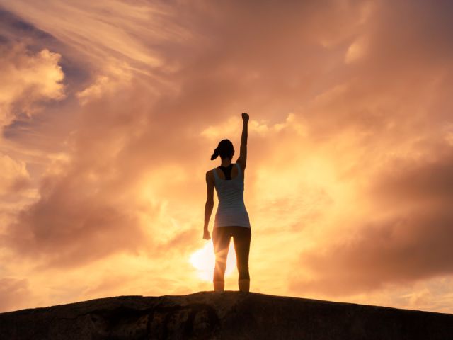 Feeling,Motivated.,Woman,Power,,Success,,And,Victory,Concept.